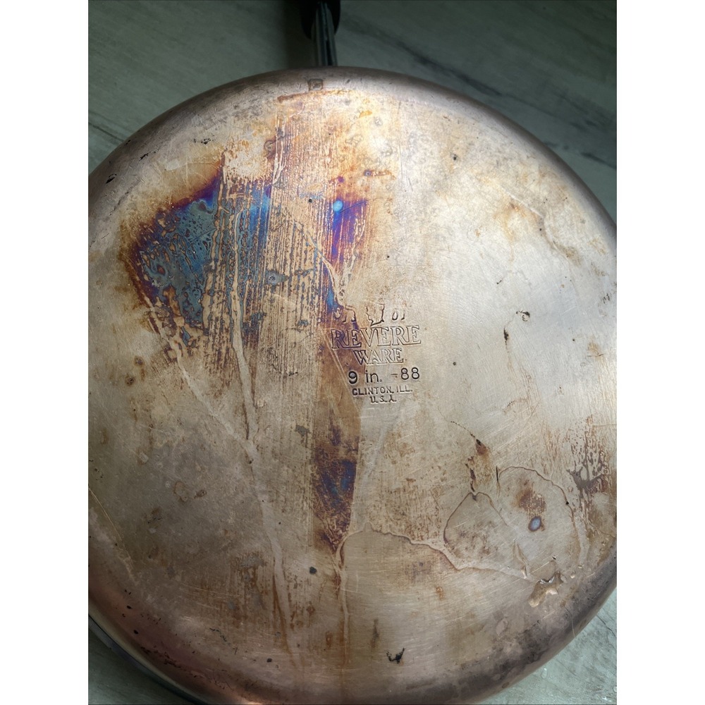 VINTAGE REVERE WARE COPPER CLAD BOTTOM 7 And 9"INCH SKILLET FRYING PANS No Lids‎ - Picture 3 of 6